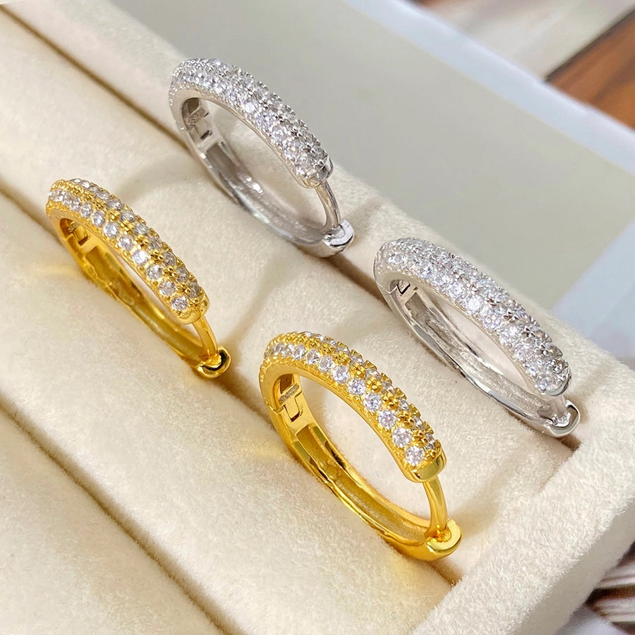 Foxi Gorgeous Style Full Zircon Inlaid 17mm925 Sterling Silver Material for Women Ear Ring