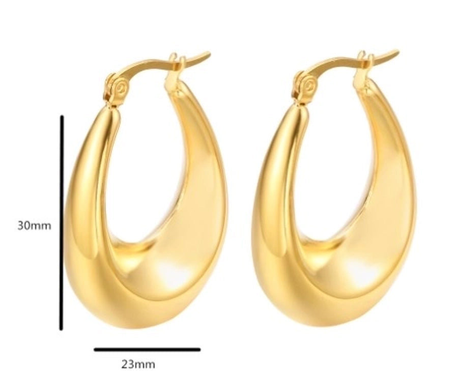 1 pair retro french style c shape u shape water droplets plating stainless steel 18k gold plated earrings