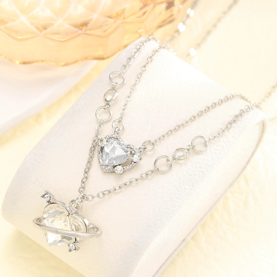 Elegant Heart Shape Alloy Rhinestone  Pendant Necklace