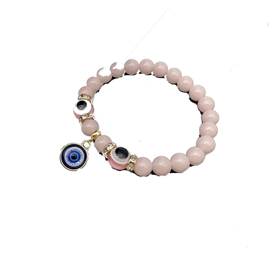 retro devil's eye natural stone beaded inlay artificial diamond bracelets 1 piece