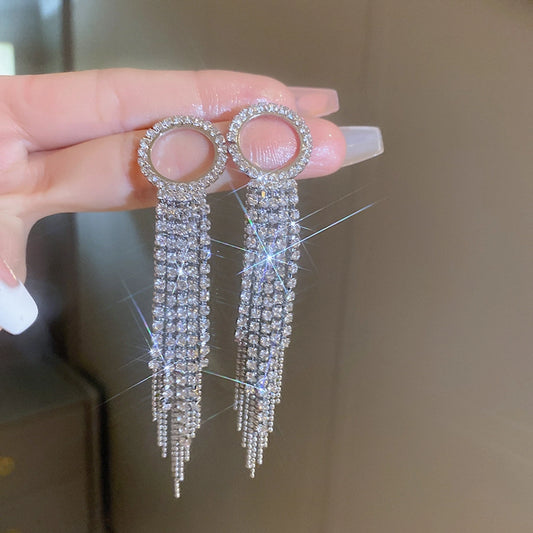 1 pair elegant sweet flower plating inlay alloy rhinestones drop earrings