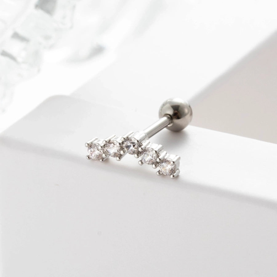 1 Piece Ear Cartilage Rings & Studs Geometric 316L Stainless Steel  Copper Inlaid Zircon