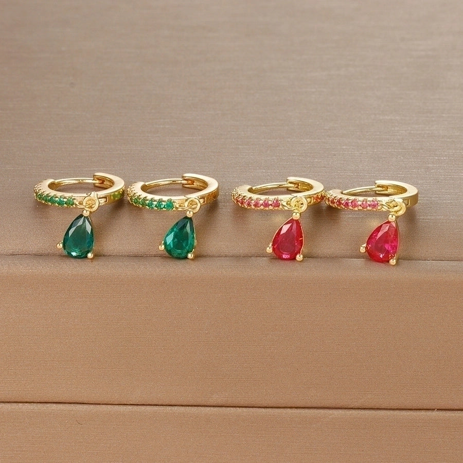 1 pair ig style shiny water droplets plating inlay stainless steel zircon drop earrings