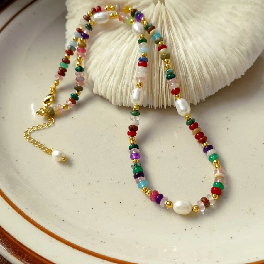 Cute Sweet Colorful 304 Stainless Steel Natural Pearl natural stone Bracelets In Bulk