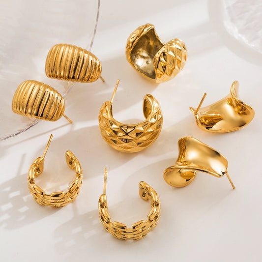 1 Pair Simple Style Commute C Shape 304 Stainless Steel 18K Gold Plated Ear Studs