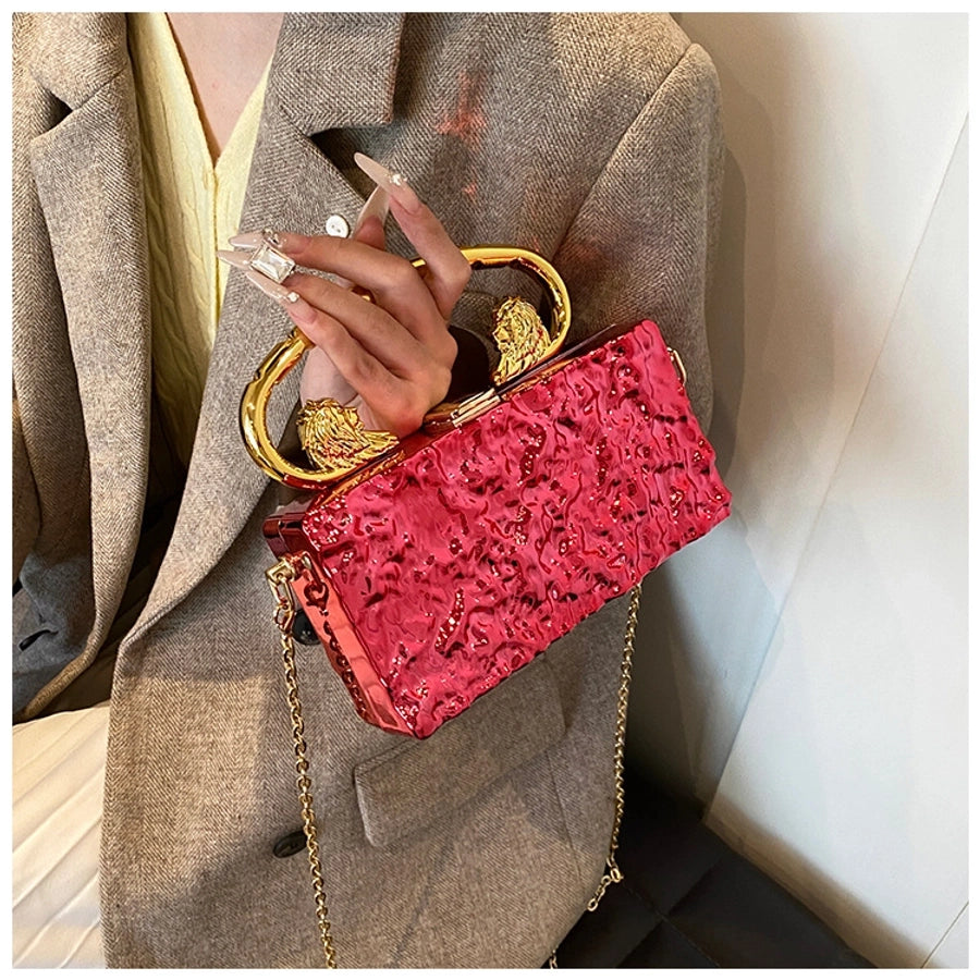 Gold Silver Rose Red Arylic Solid Color Square Evening Bags