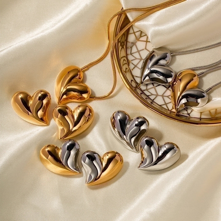 Jewelry IG Style Heart Shape Stainless Steel 18K Gold Plated Plating Necklace