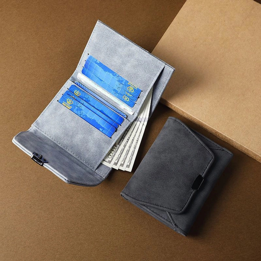 Short Small Wallet TikTok hot Women's Vintage Frosted Leather Niche Design Coin Purse Card Holder One Small Wallet