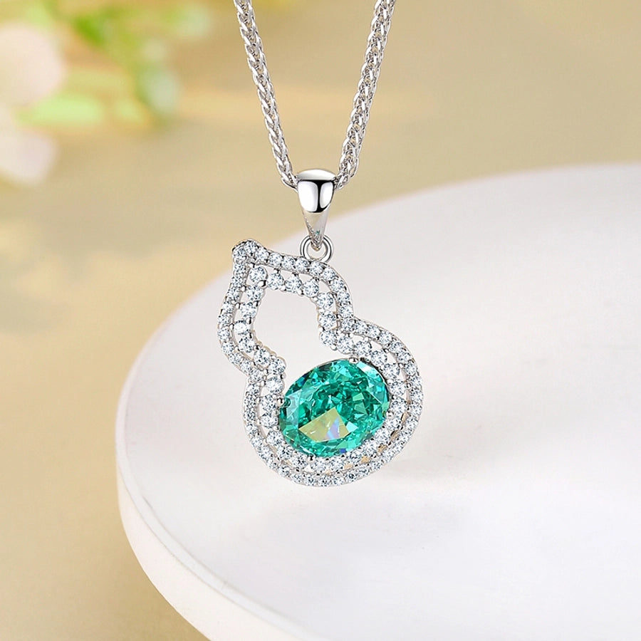 Simple Style Shiny Gourd Lab-grown Diamonds High Carbon Diamond Sterling Silver Pendant Necklace