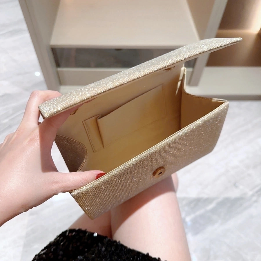 gold silver polyester solid color rhinestone square evening bags