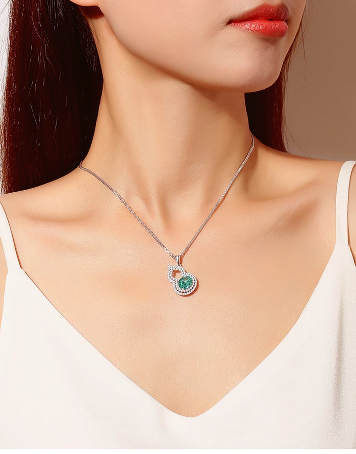 Simple Style Shiny Gourd Lab-grown Diamonds High Carbon Diamond Sterling Silver Pendant Necklace
