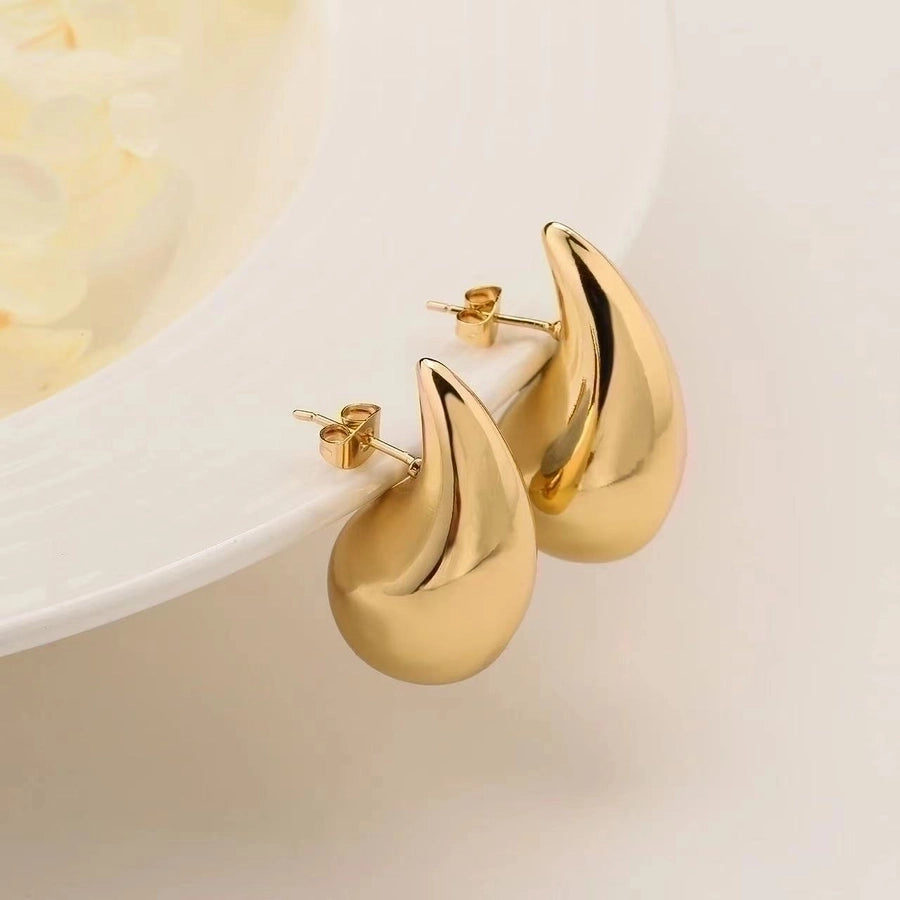 1 Pair Simple Style Water Droplets Plating 304 Stainless Steel 18K Gold Plated Ear Studs