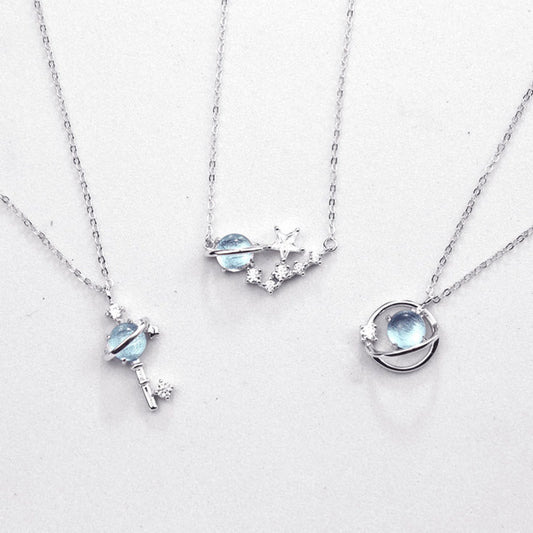 jewelry novelty planet alloy artificial gemstones pendant necklace