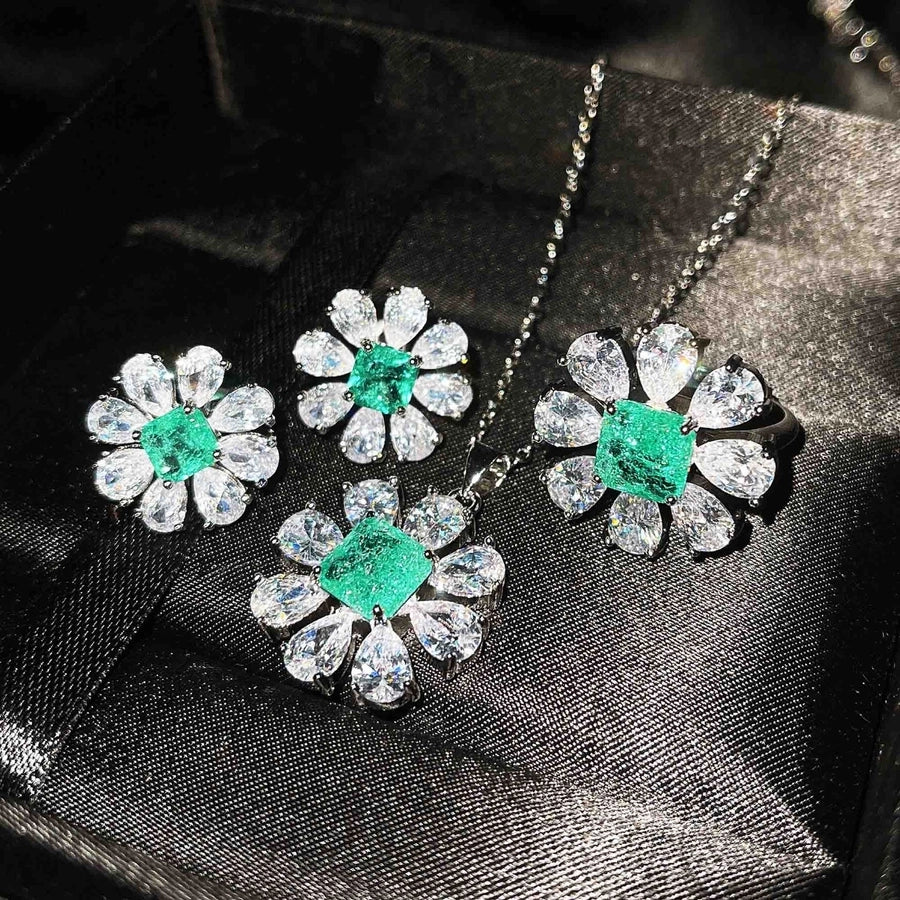 Copper Flower Gem Crystal Jewelry Sets
