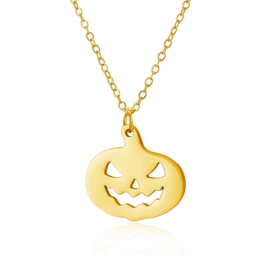 New Halloween Element Titanium Steel Necklace Pumpkin Head Ghost Ornament Fashion Witch Design Sense Ornament Necklace
