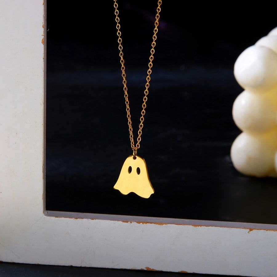 New Halloween Element Titanium Steel Necklace Pumpkin Head Ghost Ornament Fashion Witch Design Sense Ornament Necklace