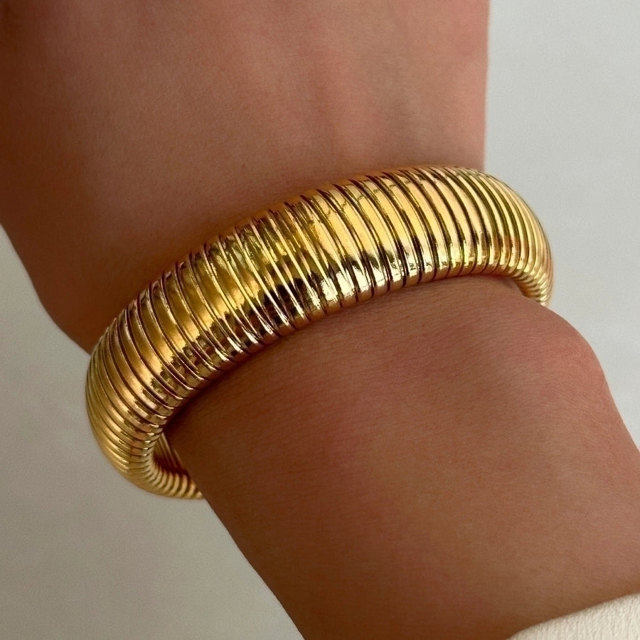 IG Style Basic Solid Color 304 Stainless Steel 18K Gold Plated Bangle In Bulk