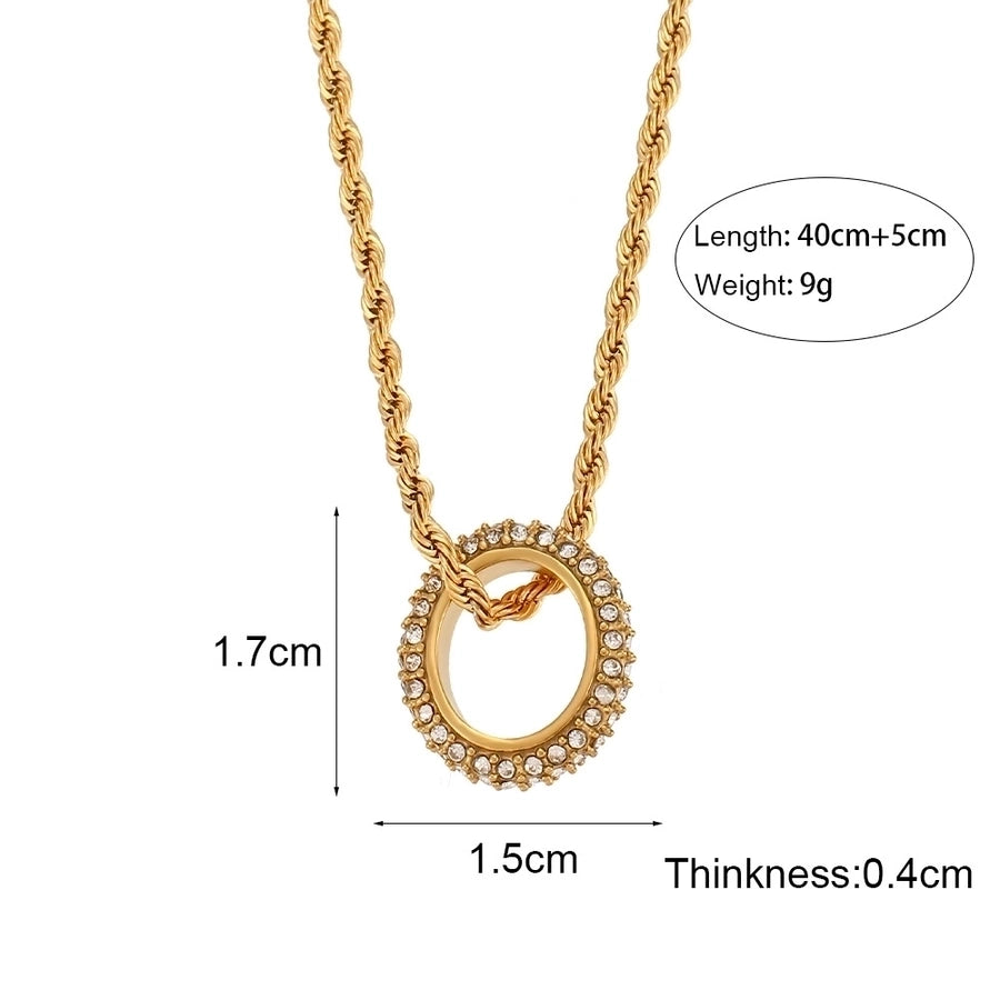 Jewelry Basic Round 304 Stainless Steel 18K Gold Plated Inlaid Zircon Necklace
