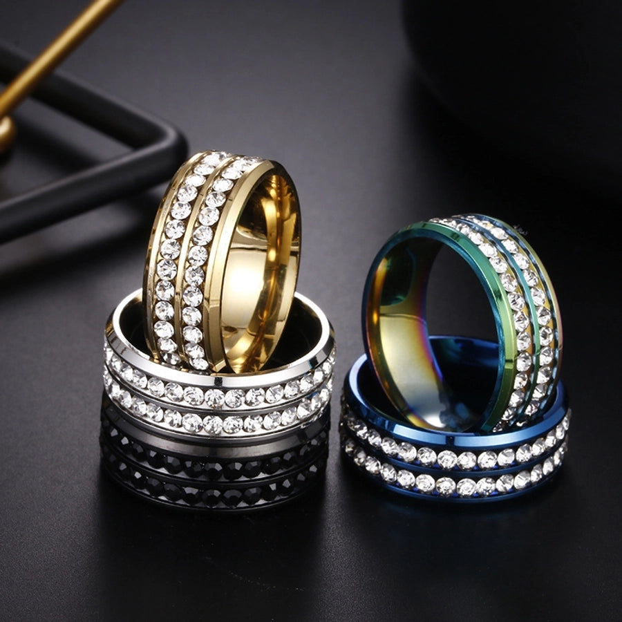 Jewelry Fashion Geometric 201 Stainless Steel Artificial Gemstones Gold Plated