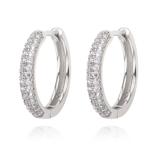 Foxi Gorgeous Style Full Zircon Inlaid 17mm925 Sterling Silver Material for Women Ear Ring