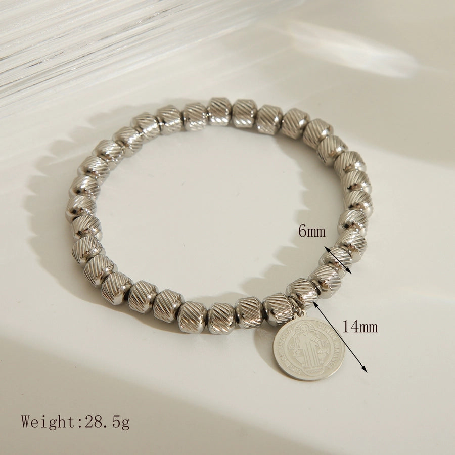 Simple Style Classic Style Solid Color 201 Stainless Steel Elastic string 18K Gold Plated Bracelets In Bulk