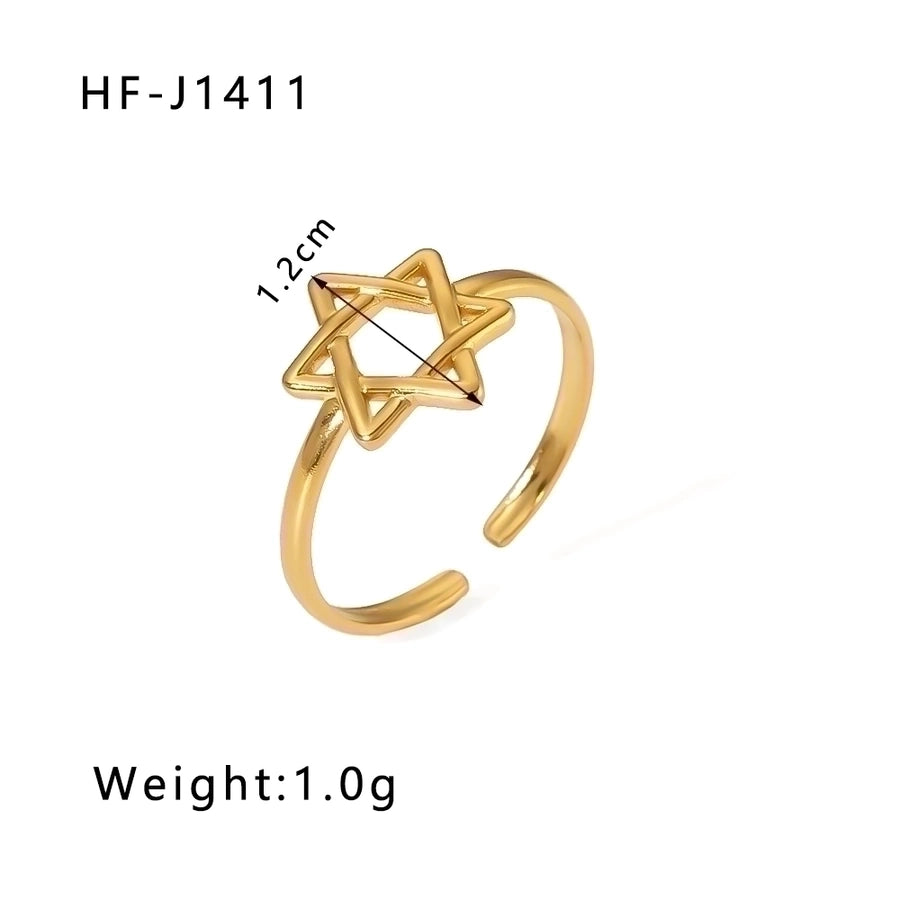Stainless Steel 18K Gold Plated Modern Style Plating Geometric Open Rings