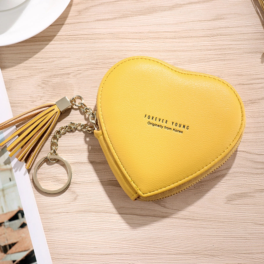 women's solid color pu leather zipper coin purses