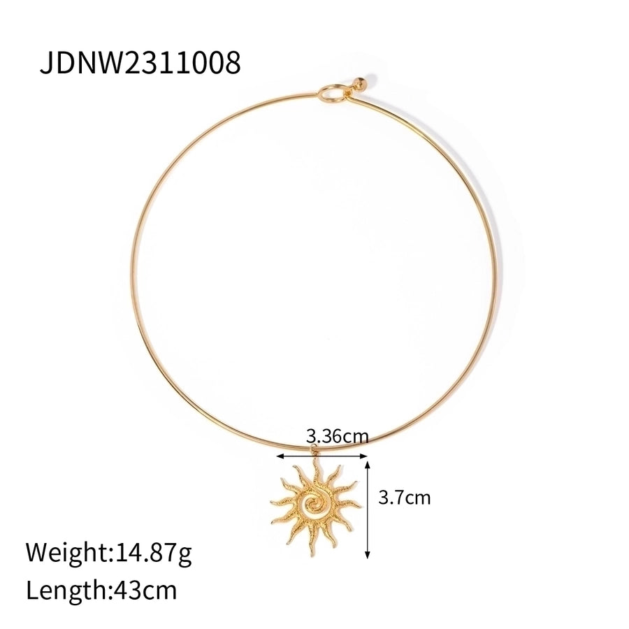 Jewelry IG Style Retro Sun 304 Stainless Steel Plating Earrings Necklace