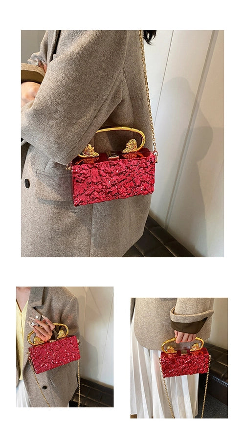 Gold Silver Rose Red Arylic Solid Color Square Evening Bags