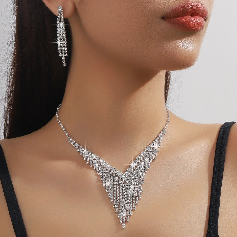 Bridal jewelry suit wedding necklace eardrops jewelry banquet dress accessories women's wedding suit