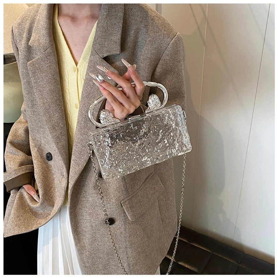 Gold Silver Rose Red Arylic Solid Color Square Evening Bags