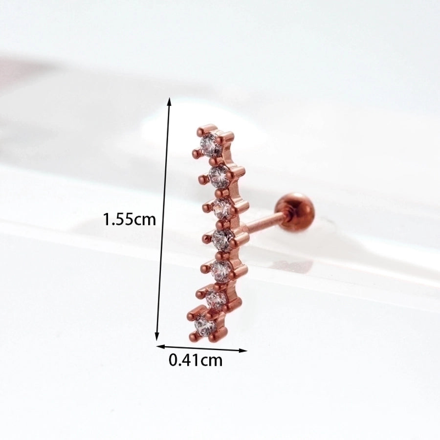 Ear Cartilage Rings & Studs Fashion Geometric 316L Stainless Steel Copper Inlaid Zircon