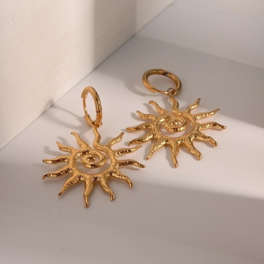 Jewelry IG Style Retro Sun 304 Stainless Steel Plating Earrings Necklace