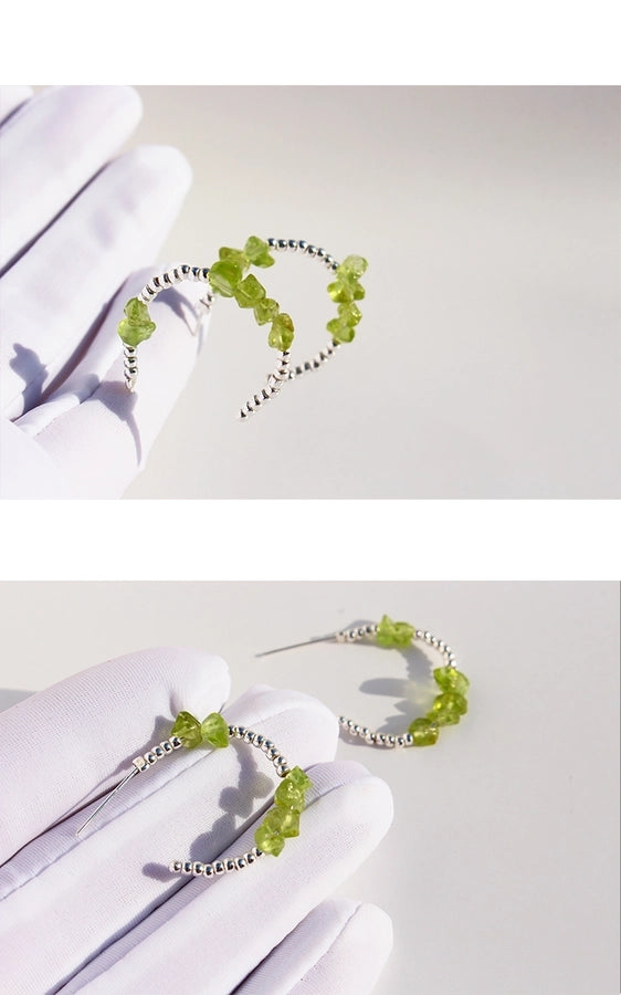 Simple Style Classic Style Geometric N2683-Y06 Olivine Brass Beaded 24K Gold Plated Women's Jewelry Set