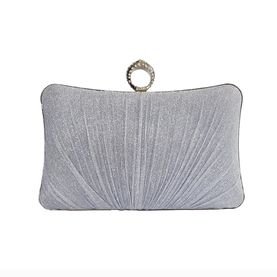 champagne silver black polyester solid color square evening bags