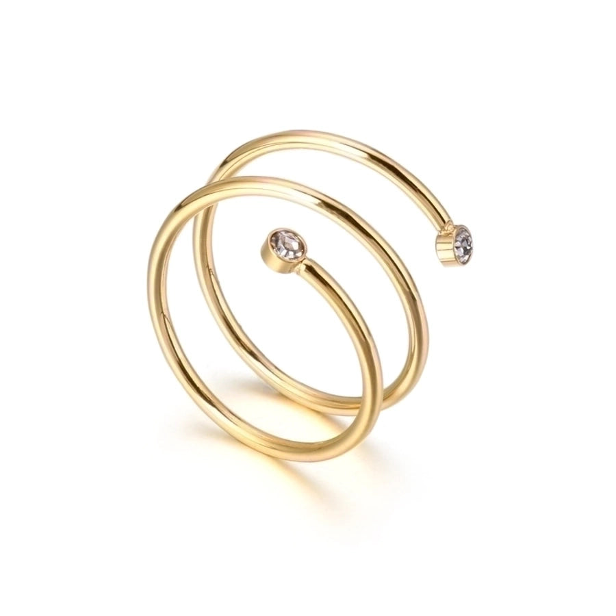 Jewelry Simple Style Geometric 304 Stainless Steel Zircon 18K Gold Plated Stainless Steel Rings