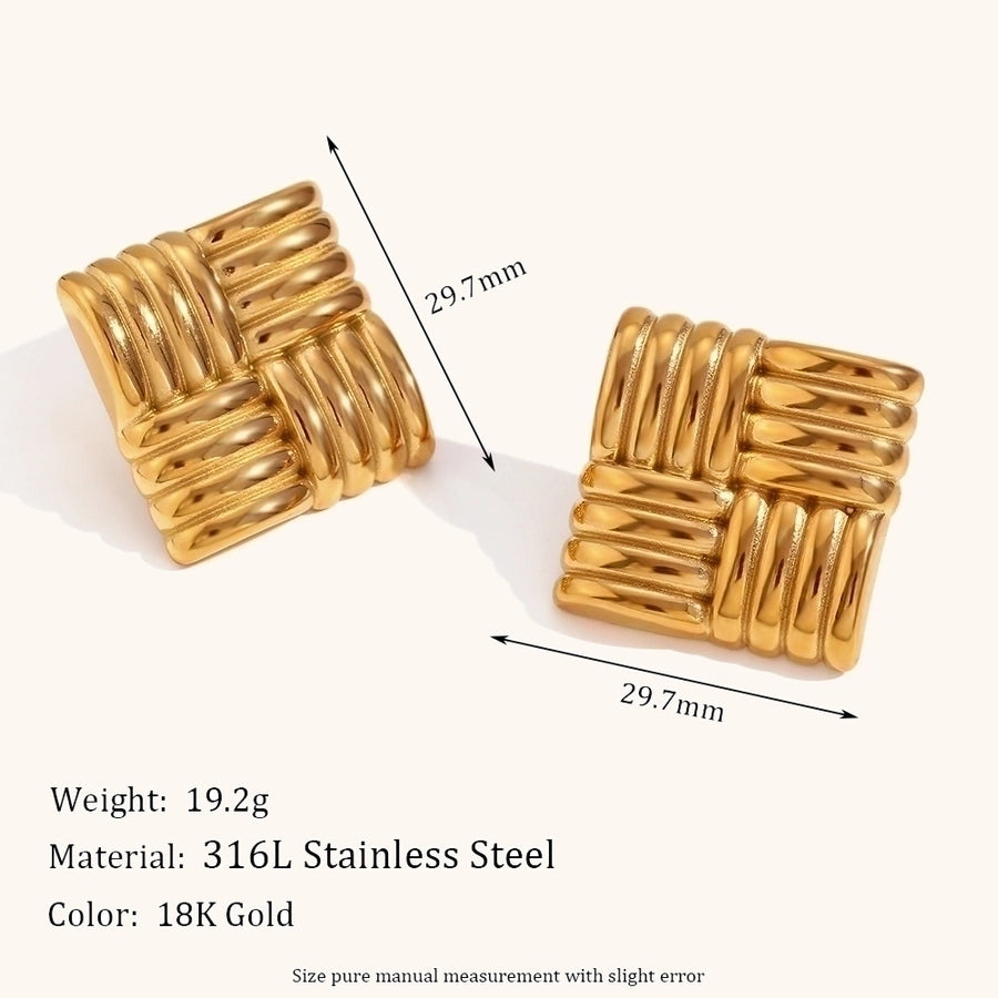 1 Pair Classic Style Solid Color Plating 304 Stainless Steel Ear Studs