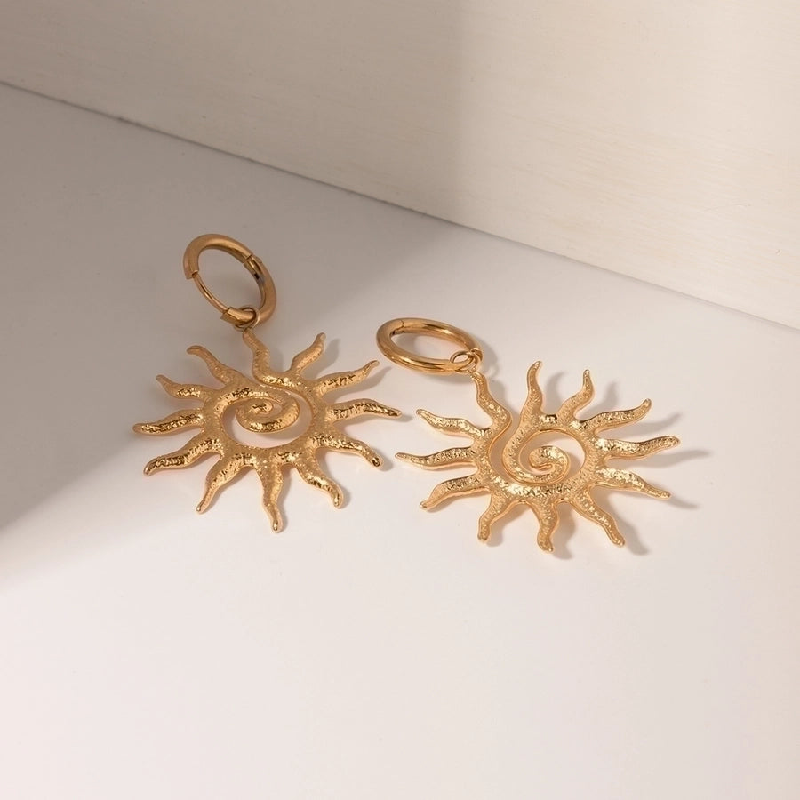 Jewelry IG Style Retro Sun 304 Stainless Steel Plating Earrings Necklace