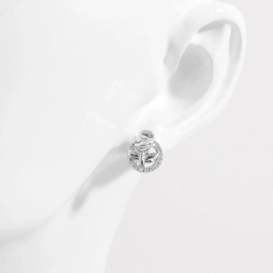 1 Pair White Gold Plated Sterling Silver Zircon Flower Butterfly Ear Studs