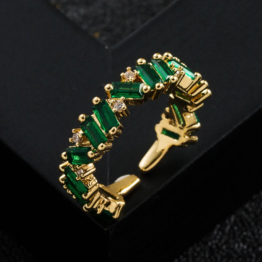 fashion copper-plated real gold micro-encrusted zircon rainbow index finger ring