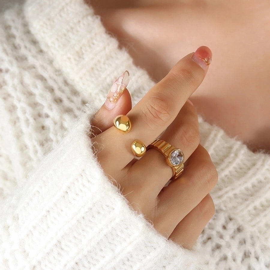 Jewelry Simple Style Irregular Geometric 304 Stainless Steel 18K Gold Plated Gold Plated Open Ring