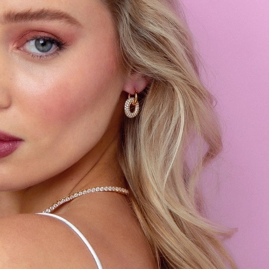 1 Pair Retro Circle Polishing Plating Inlay 304 Stainless Steel Zircon 18K Gold Plated Earrings