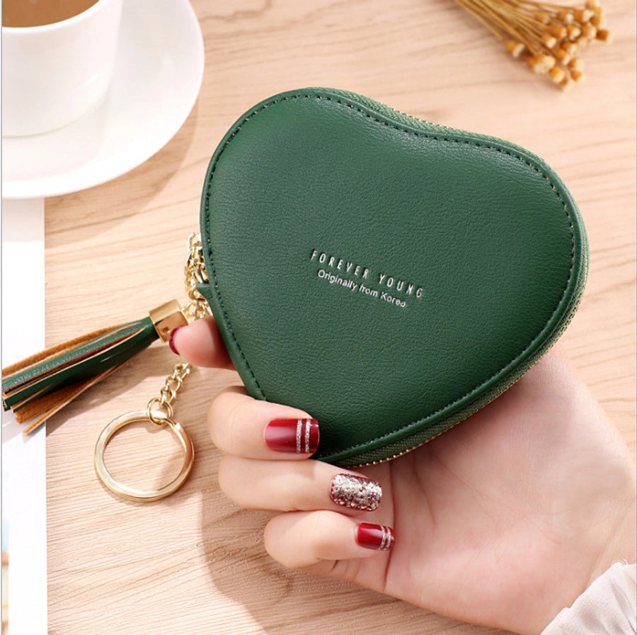 women's solid color pu leather zipper coin purses