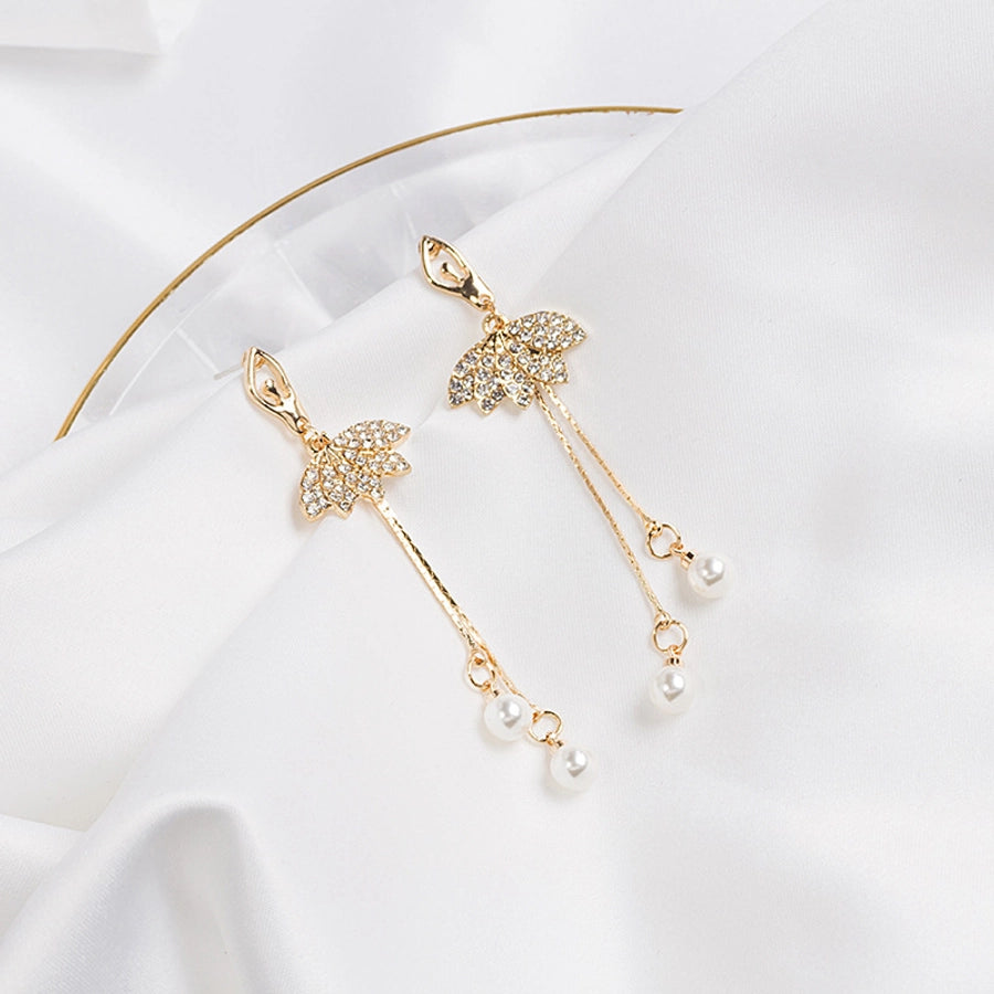 1 pair elegant star tassel heart shape inlay alloy artificial pearls rhinestones glass earrings