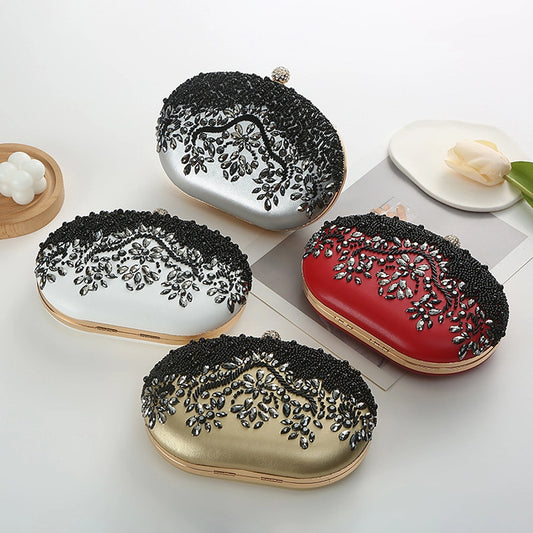 Women's ABS PC Color Block Elegant Oval Lock clasp Dome Bag