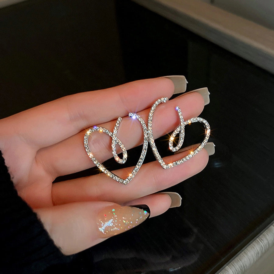 1 pair elegant sweet flower plating inlay alloy rhinestones drop earrings