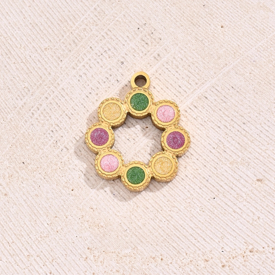 1 Piece 13.5x18mm 16x10mm 17x15mm Hole 1~1.9mm Hole 3~3.9mm 304 Stainless Steel Glass 18K Gold Plated Lips Round Polished Jewelry Accessories Pendant