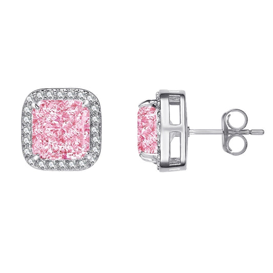 Foxi Cube Sugar Design 925 Sterling Silver Material Ice Flower Cut Zircon Women's Stud Earrings