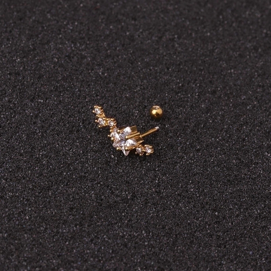 Ear Cartilage Rings & Studs Fashion Geometric 316L Stainless Steel Copper Inlaid Zircon