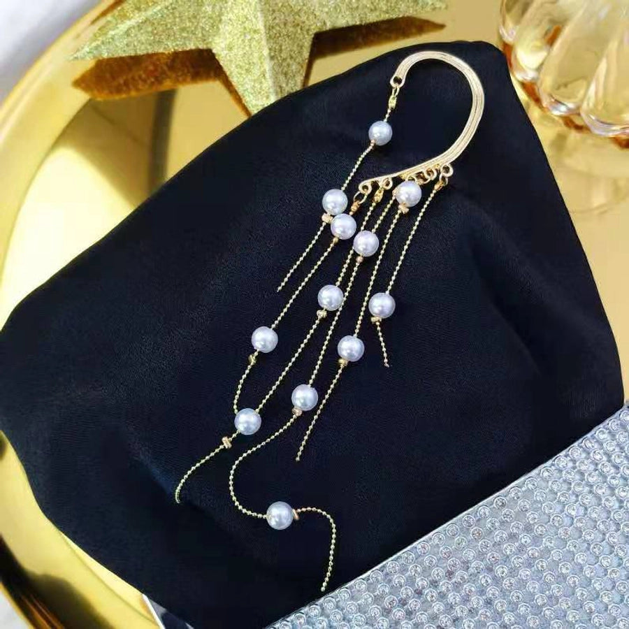 1 pair elegant star tassel heart shape inlay alloy artificial pearls rhinestones glass earrings